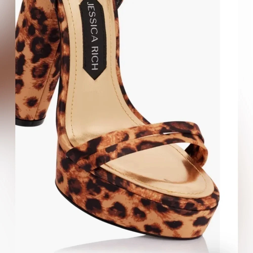 JESSICA RICH LEOPARD PLATFORM SANDALS 5.5 HEEL SIZE 9 EUR SIZING 39